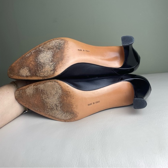 Vintage Salvatore Ferragamo Genuine Black leather heels Size 9 AAAA - Picture 8 of 16